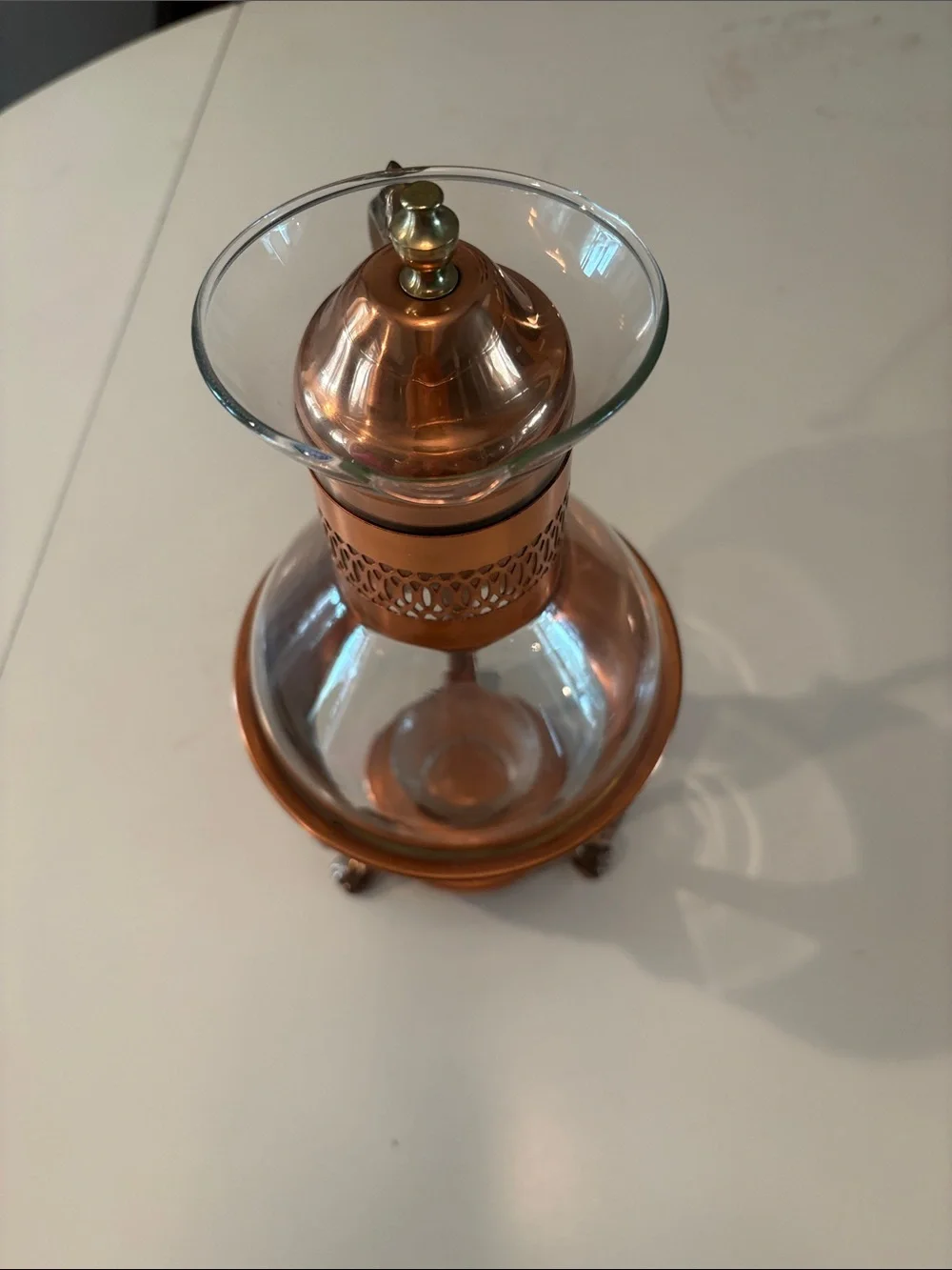 Princess House copper carafe and warmer stand